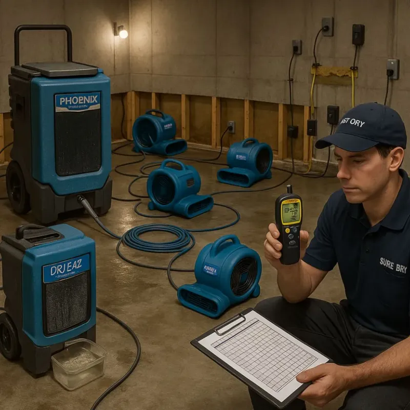 Structural Drying and Dehumidification process in Granby, MA